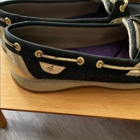 Sperry Black and Gold Flats with Nautical Elegance - Picture 4 of 8